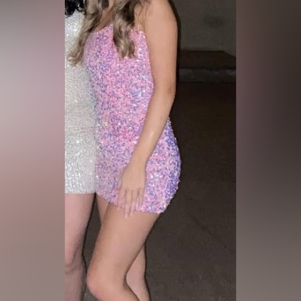 Lucy in the Sky Glittering Mauve Mini Dress - Picture 5 of 5
